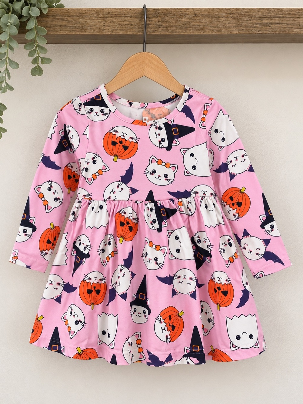 THE CHILDREN’S PLACE GIRLS SIZE 12-18 MONTHS HALLOWEEN PUMPKIN CAT DRESS